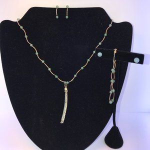16 1/2" Jade and Beaded Necklace Set